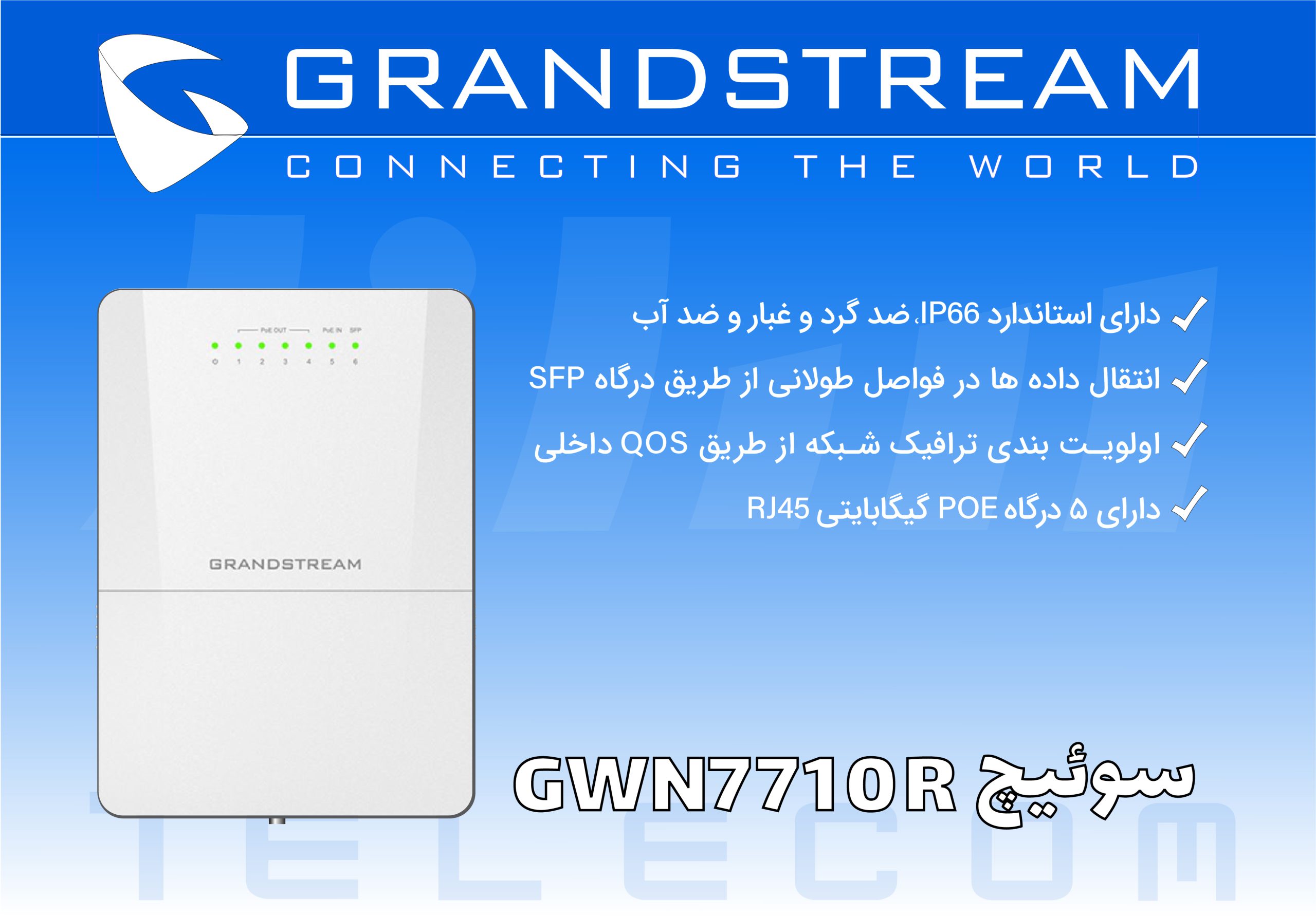 سوئیچ شبکه گرنداستریم مدل GWN7710R برای کسب و کارهای کوچک تا متوسط